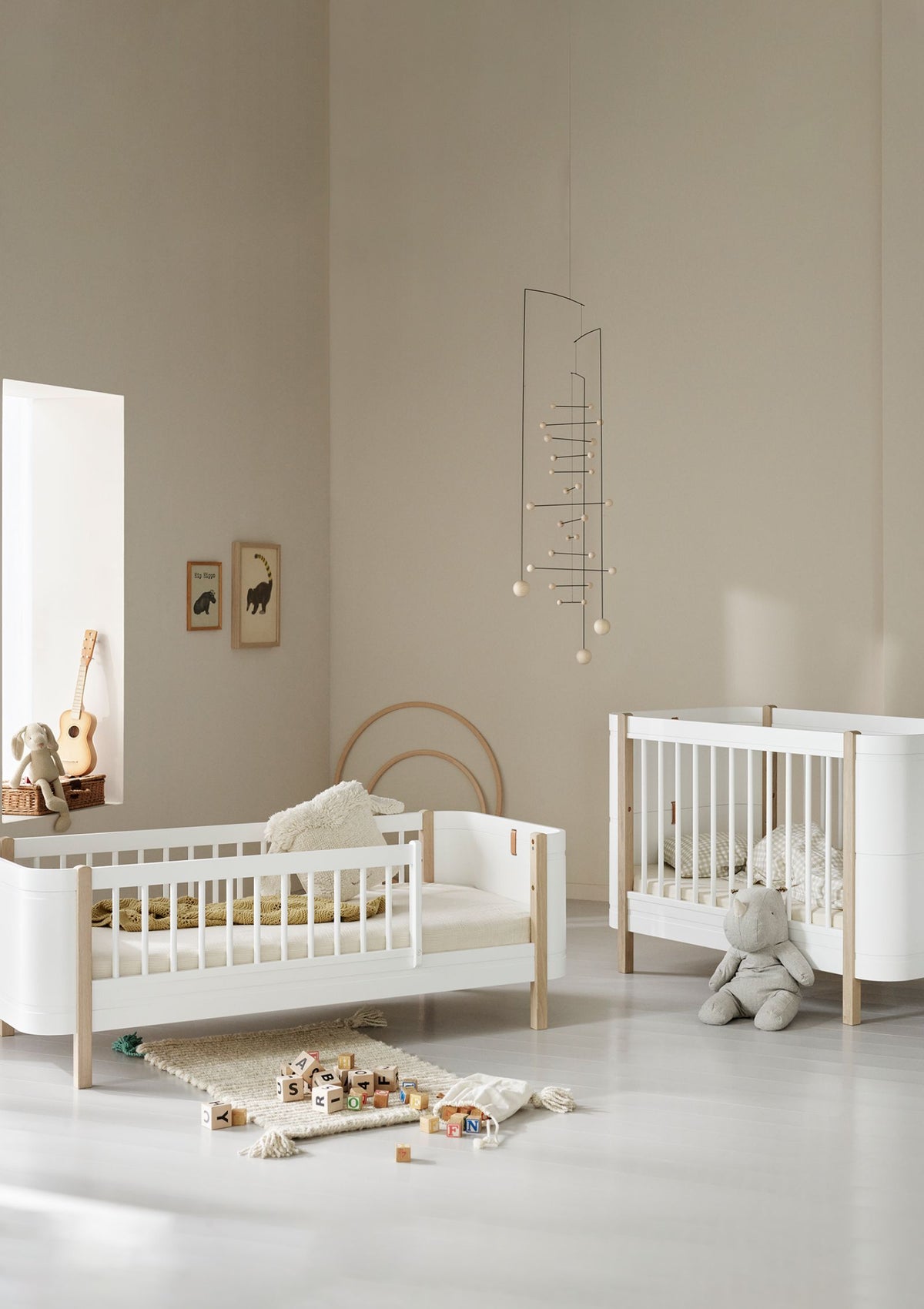 Oliver Furniture Geschwisterset für Babybett 'Wood Mini+' Weiß/Eiche