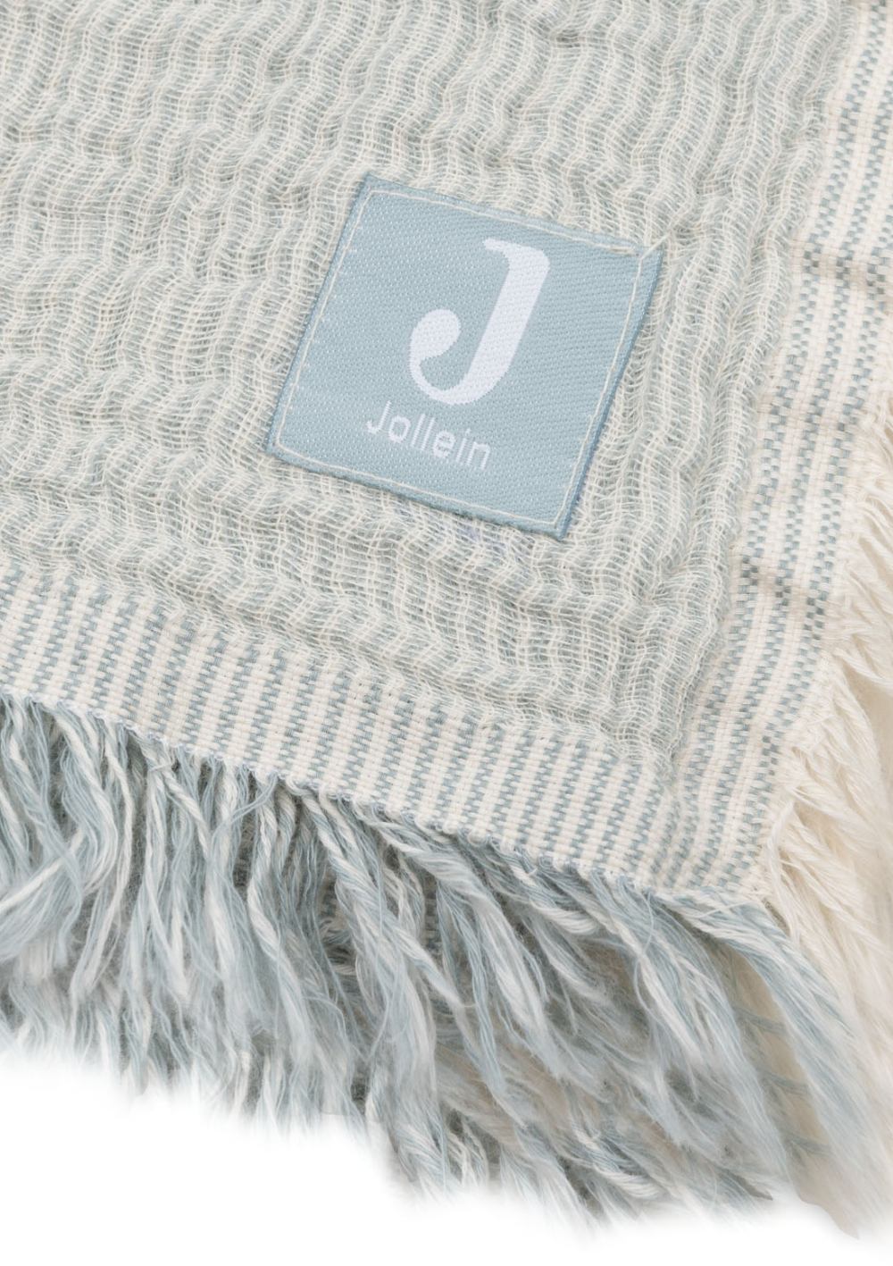Jollein Musselin Decke 'Fringe Stripe' Sea Green 120 x 120 cm