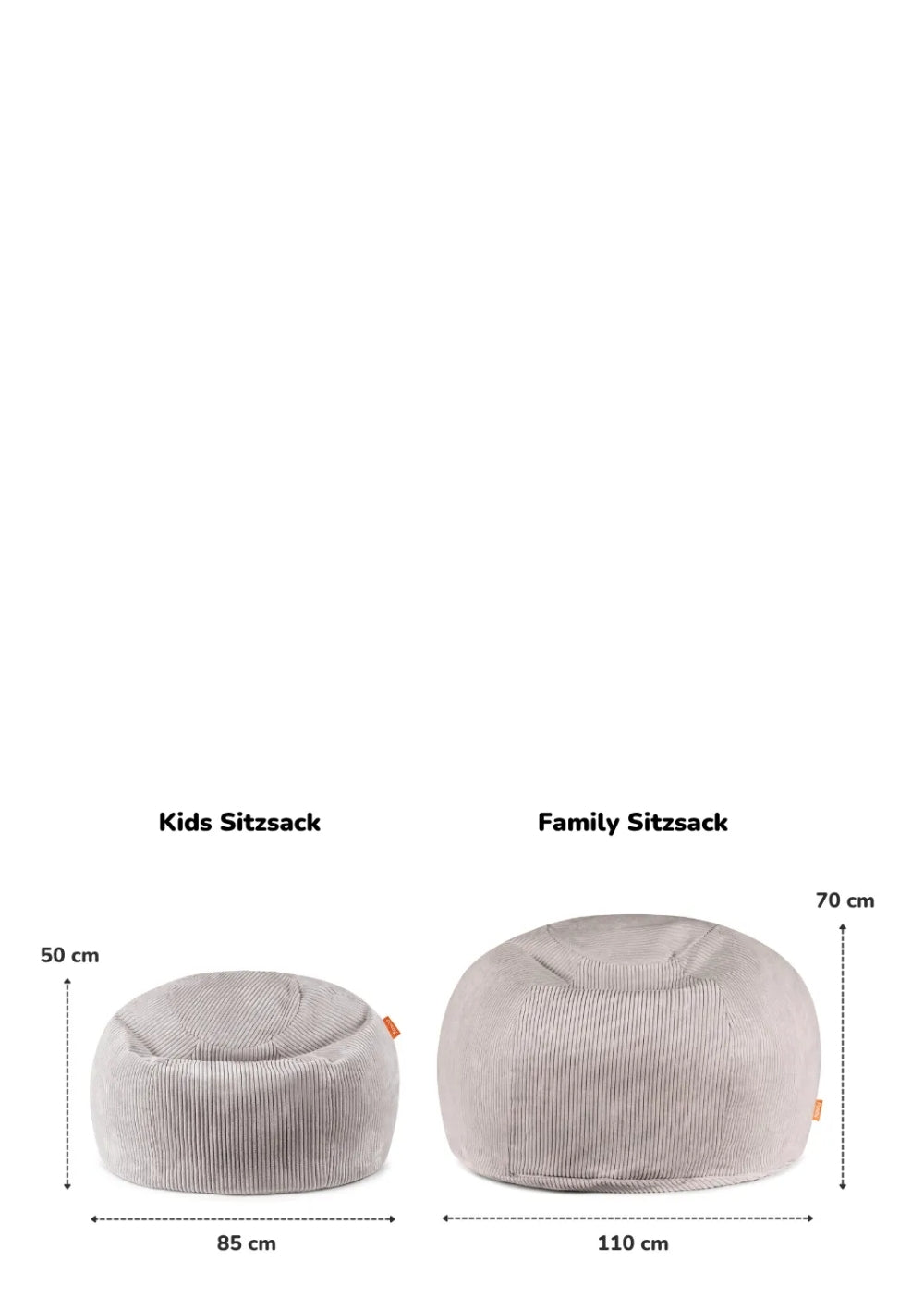 Funzy Family Sitzsack XXL Cord Koala Grau