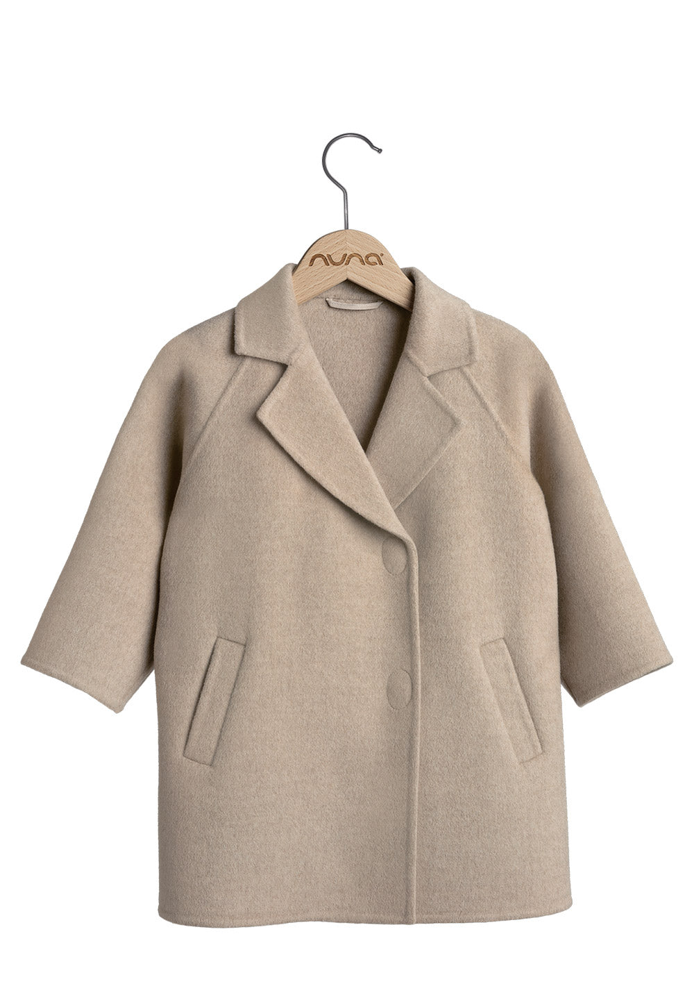 nuna Cashmere Kindermantel stone front geschlossen