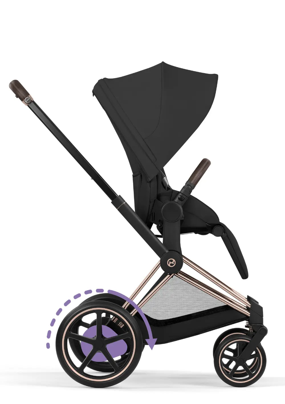 Cybex Kinderwagen-Set 'e-Priam Comfort' Sepia Black (Roségold Frame)
