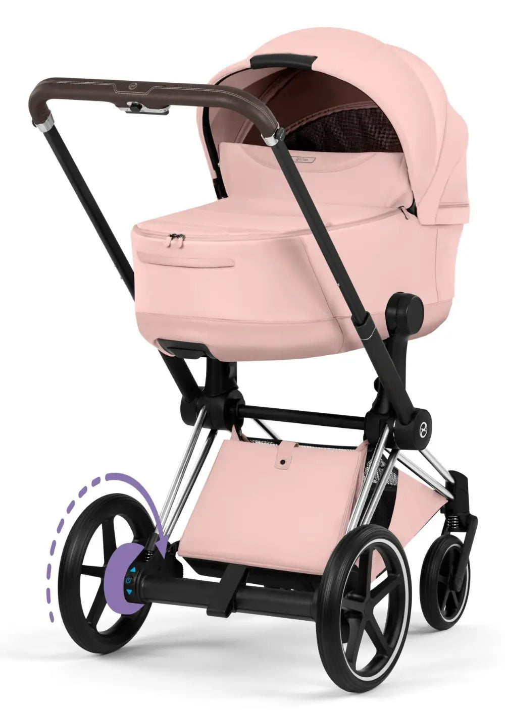 Cybex Kinderwagen-Set 'e-Priam Style' Peach Pink (Frame Chrome Brown)