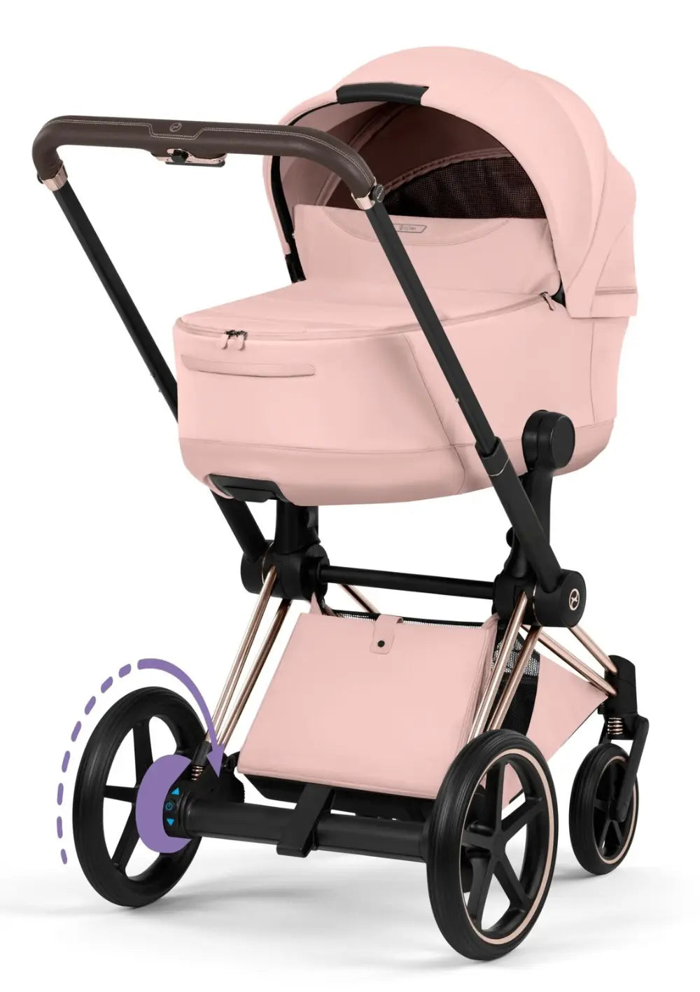Cybex Kinderwagen-Set 'e-Priam Style' Peach Pink (Frame Roségold)