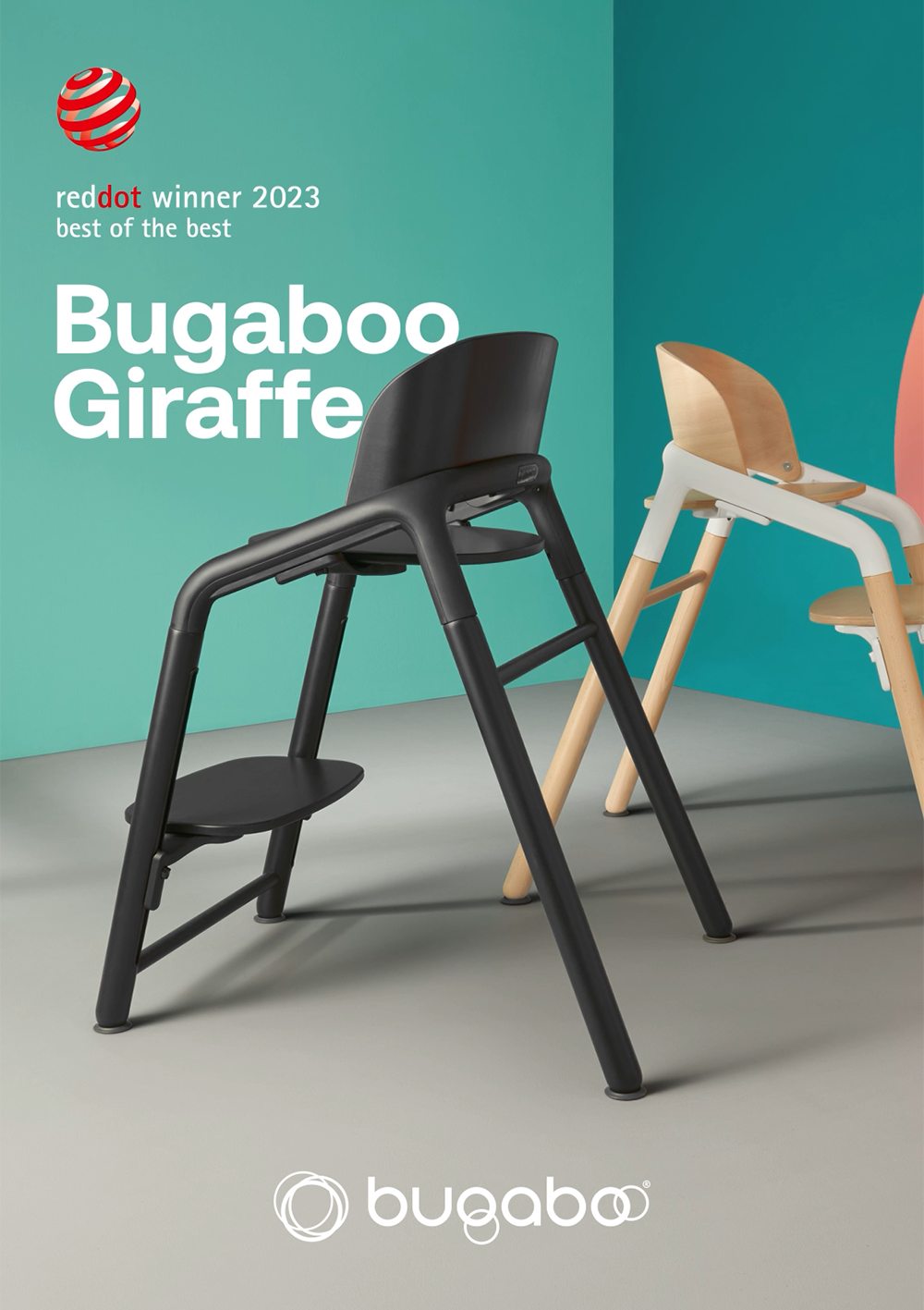 Hochstuhl 'Giraffe' warmes Holz / grau