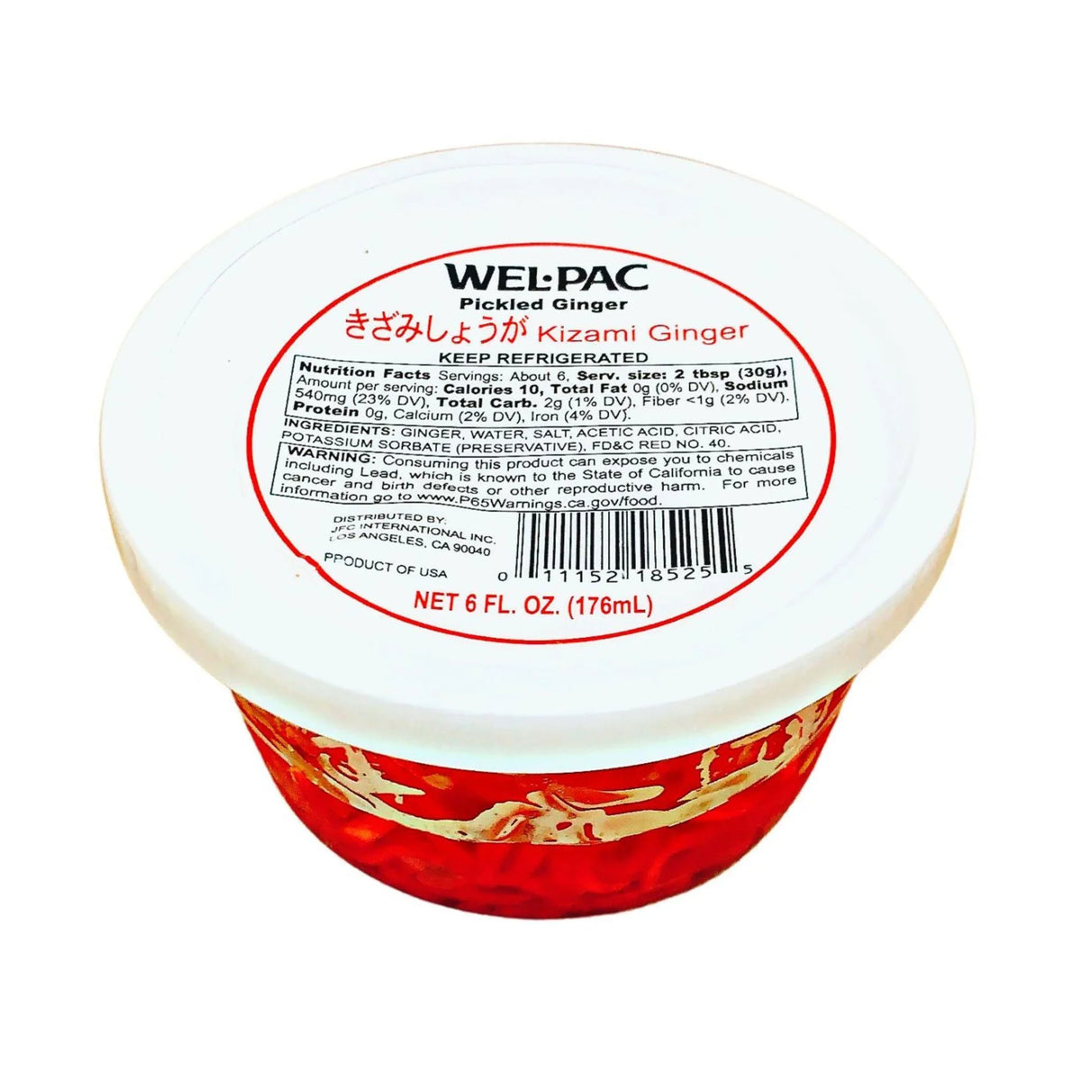 WEL-PAC KIZAMI SHOGA PICKLED GINGER 6FLOZ/176ML