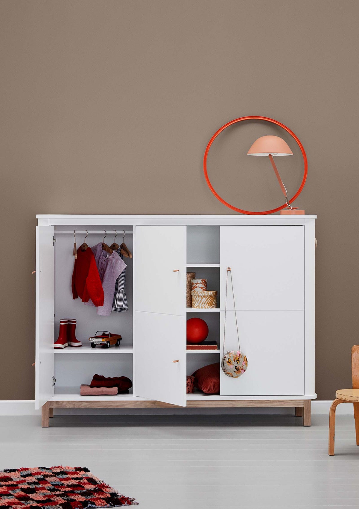 'Wood' Multi-Schrank 3-türig weiss / Eiche