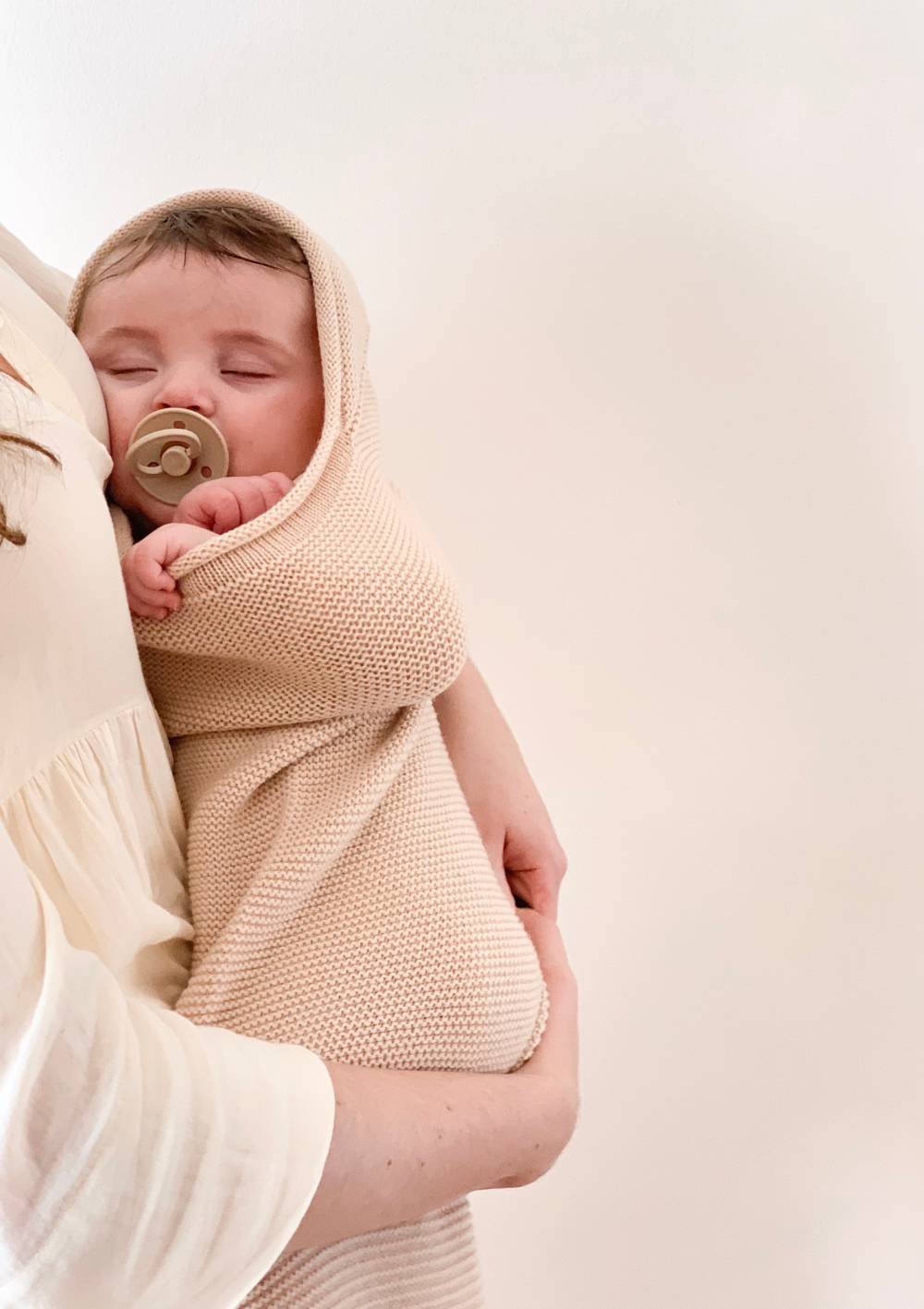 Hvid Strick-Pucksack Cocoon Oat