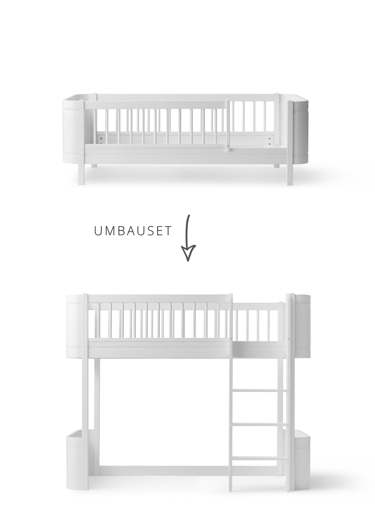 Oliver Furniture Umbauset für 'Wood Mini+' Juniorbett zum halbhohen Hochbett Weiß