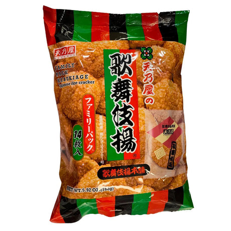 AMANOYA KABUKI AGE JAPANESE RICE CRACKER SOY SAUCE FLAVOR FAMILY PACK 14P 5.92OZ/168G - GOHAN Market