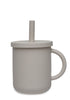 Silikon Becher mit Trinkhalm Nougat