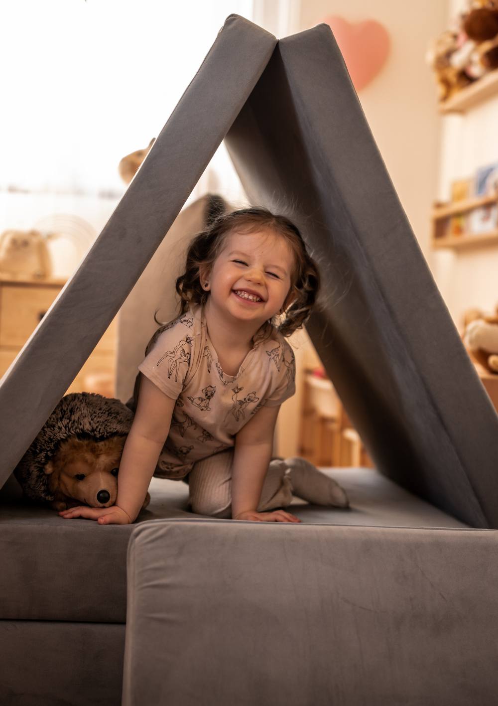 Funzy Spielsofa Velours Elefant Grau