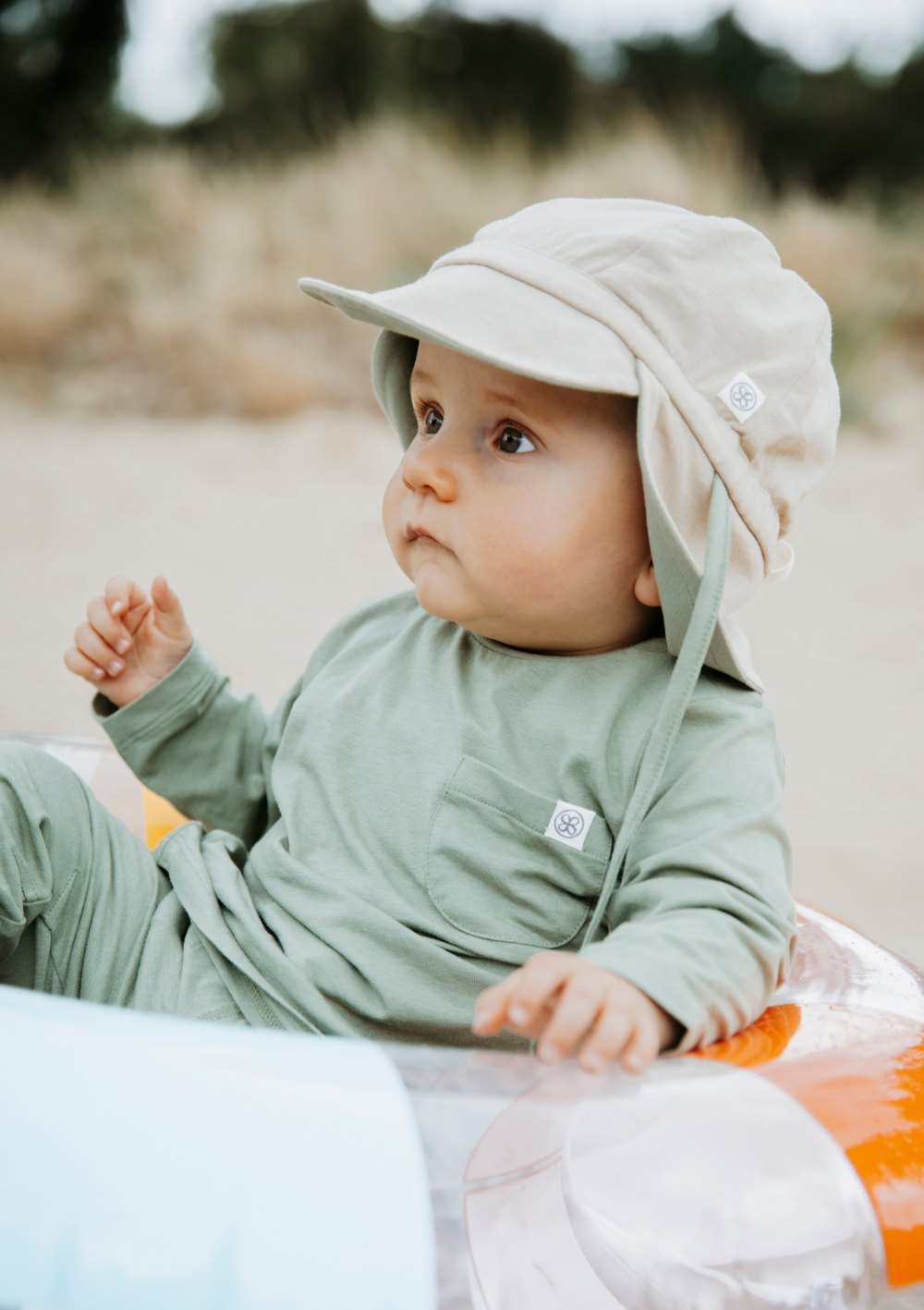 Cloby Wendbarer Sonnenhut UPF 50+ Olive Green/Sandy Beach