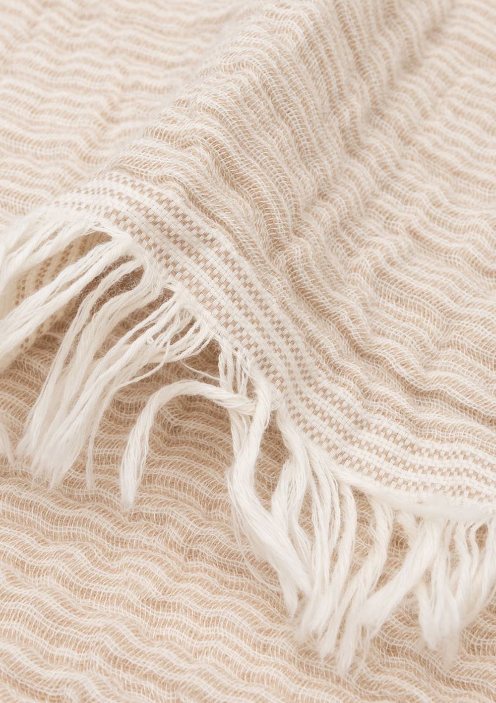 Jollein Musselin Decke 'Fringe Stripe' Biscuit 75 x 100 cm