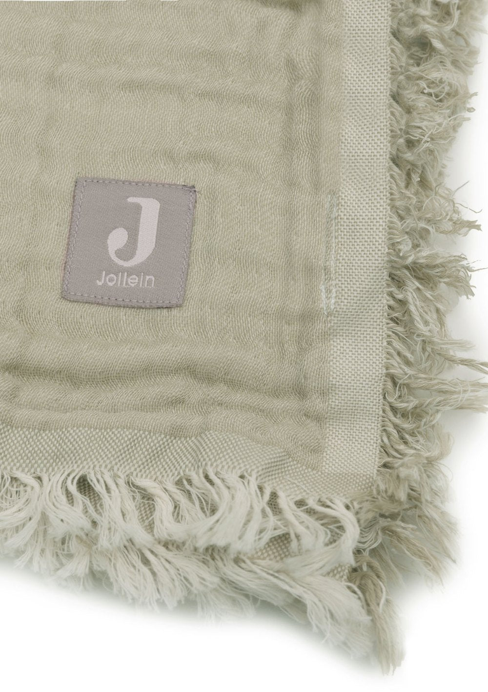 Jollein Musselin Decke 'Fringe' Olive Green 120 x 120 cm