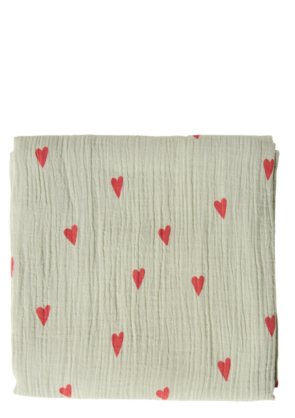 Studio Noos Musselin Mulltuch 'Swaddle Print Large' Green Hearts 120 x 120 cm