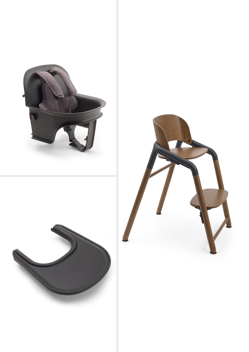 Bugaboo Komplettes Hochstuhl-Set 'Giraffe' warmes Holz / Grau
