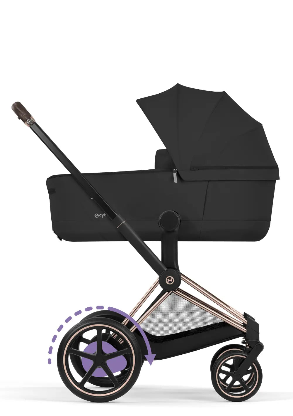 Cybex Kinderwagen-Set 'e-Priam Comfort' Sepia Black (Roségold Frame)
