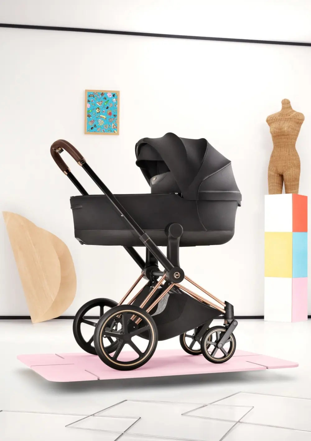 Cybex Kinderwagen-Set 'Priam Style' Sepia Black (Frame Roségold)