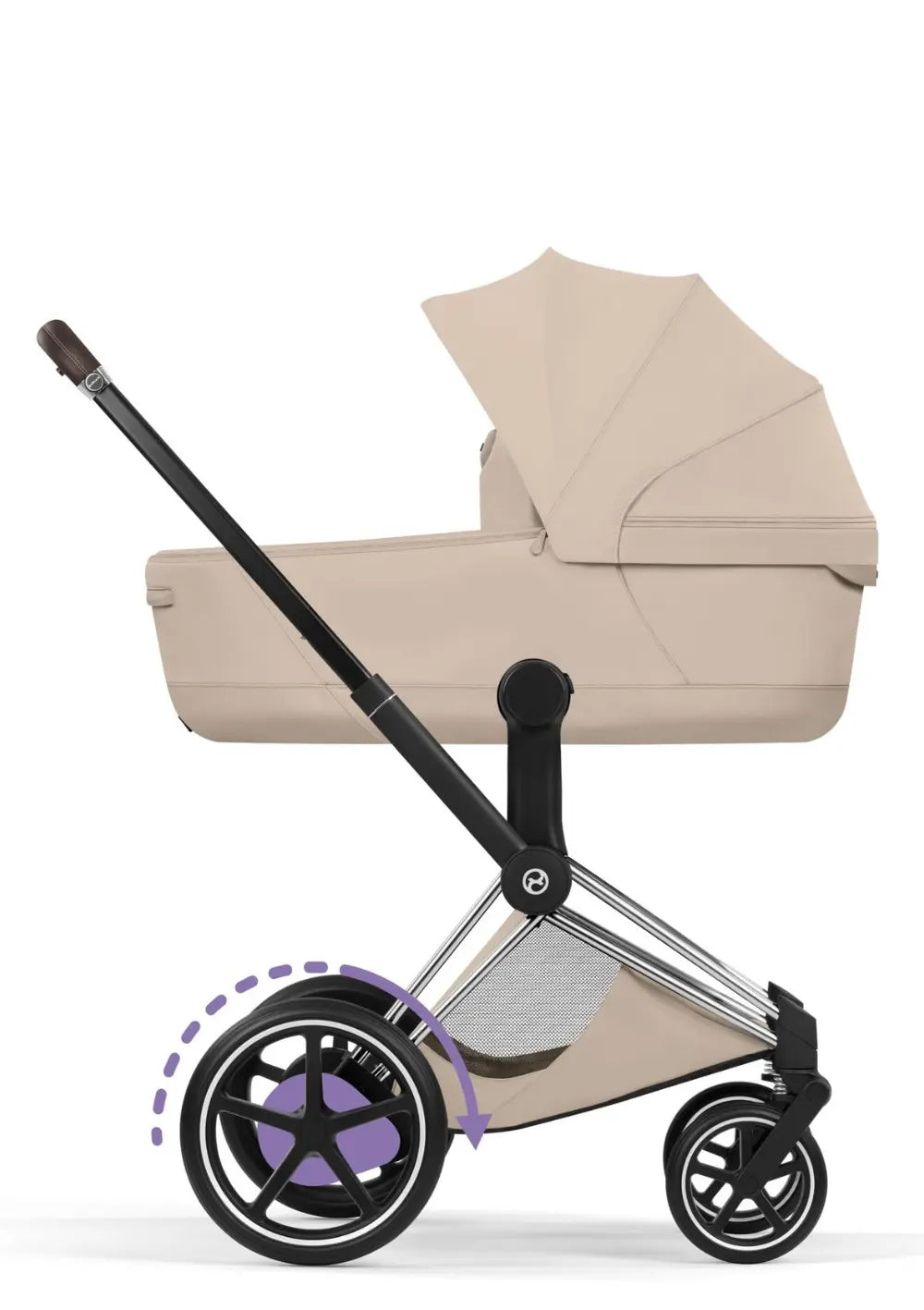 Cybex Kinderwagen-Set 'e-Priam Style' Cozy Beige (Frame Chrome Brown)
