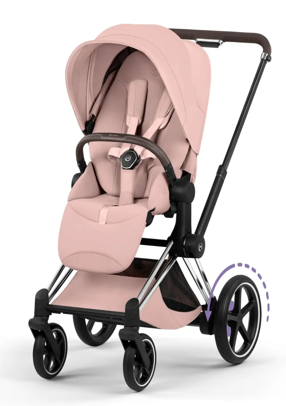Cybex Kinderwagen-Set 'e-Priam Style' Peach Pink (Frame Chrome Brown)