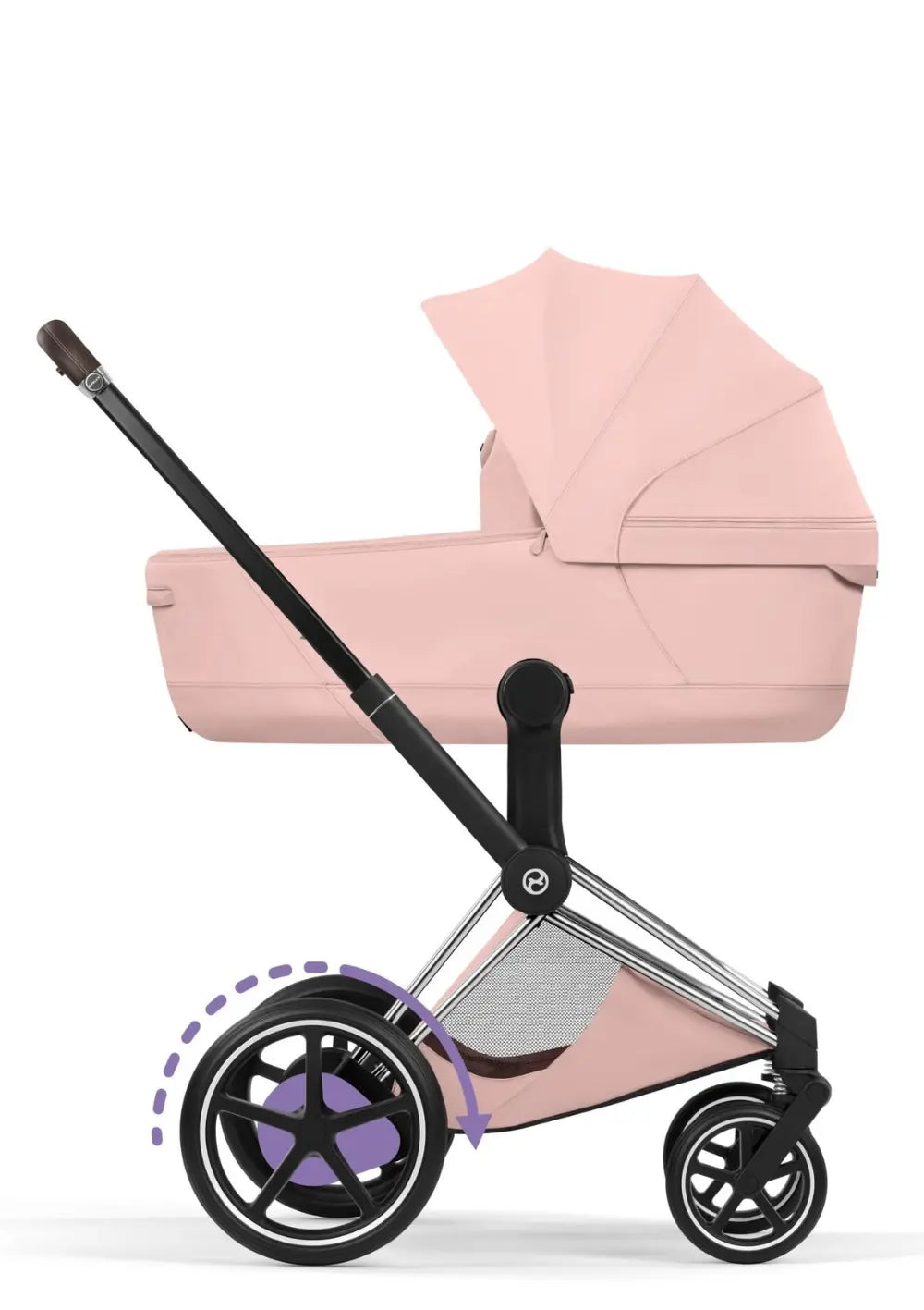Cybex Kinderwagen-Set 'e-Priam Style' Peach Pink (Frame Chrome Brown)