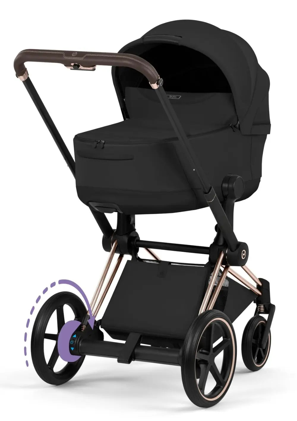 Cybex Kinderwagen-Set 'e-Priam Style' Sepia Black (Frame Roségold)