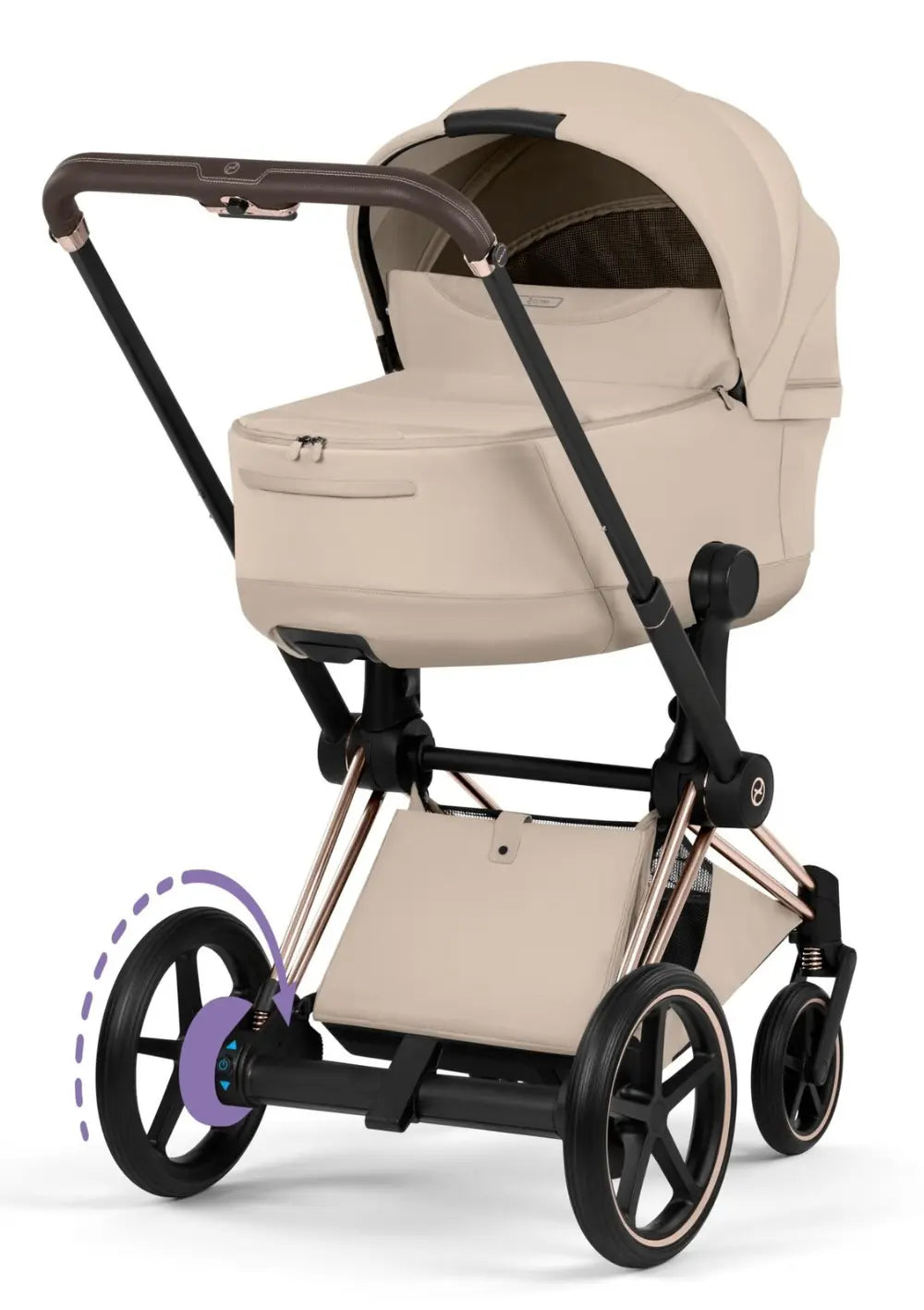Cybex Kinderwagen-Set 'e-Priam Style' Cozy Beige (Frame Roségold)