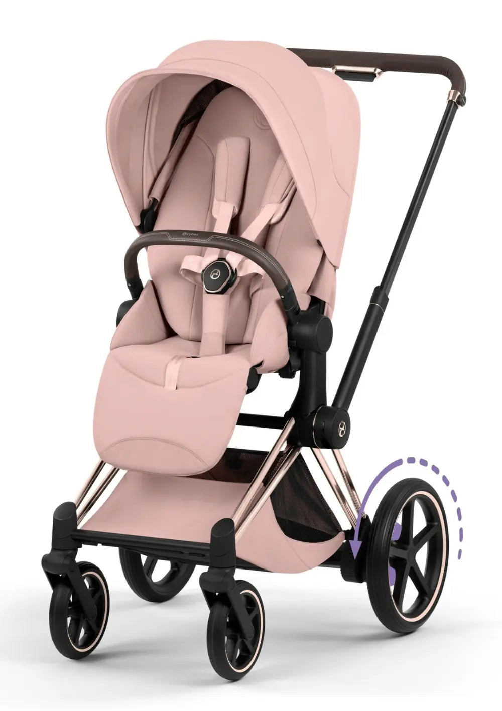 Cybex Kinderwagen-Set 'e-Priam Style' Peach Pink (Frame Roségold)