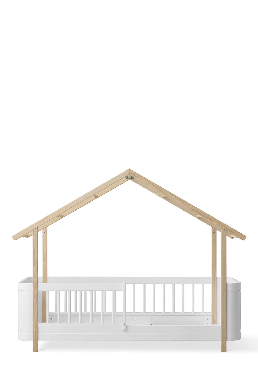 Oliver Furniture Hausbett 'Wood Mini+' Weiß / Eiche 162 x 68 cm