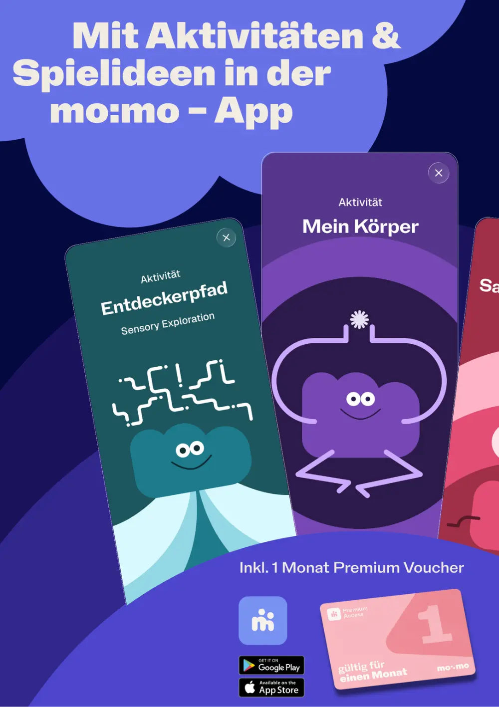 mo:mo Starter-Set 'Konnektor' Streichelpinsel mit App-Zugang Blueberry inkl. 1 Monat Premium Account