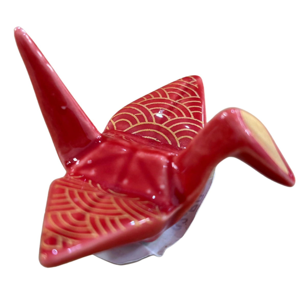2"L CHOPSTICK REST CRANE SEIGAIHA RED