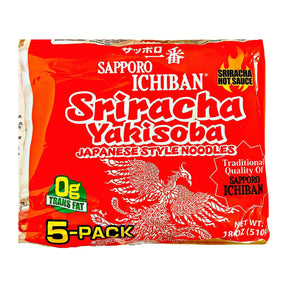 SAPPORO ICHIBAN SRIRACHA HOT SAUCE YAKISOBA 5PACK 18OZ/510G