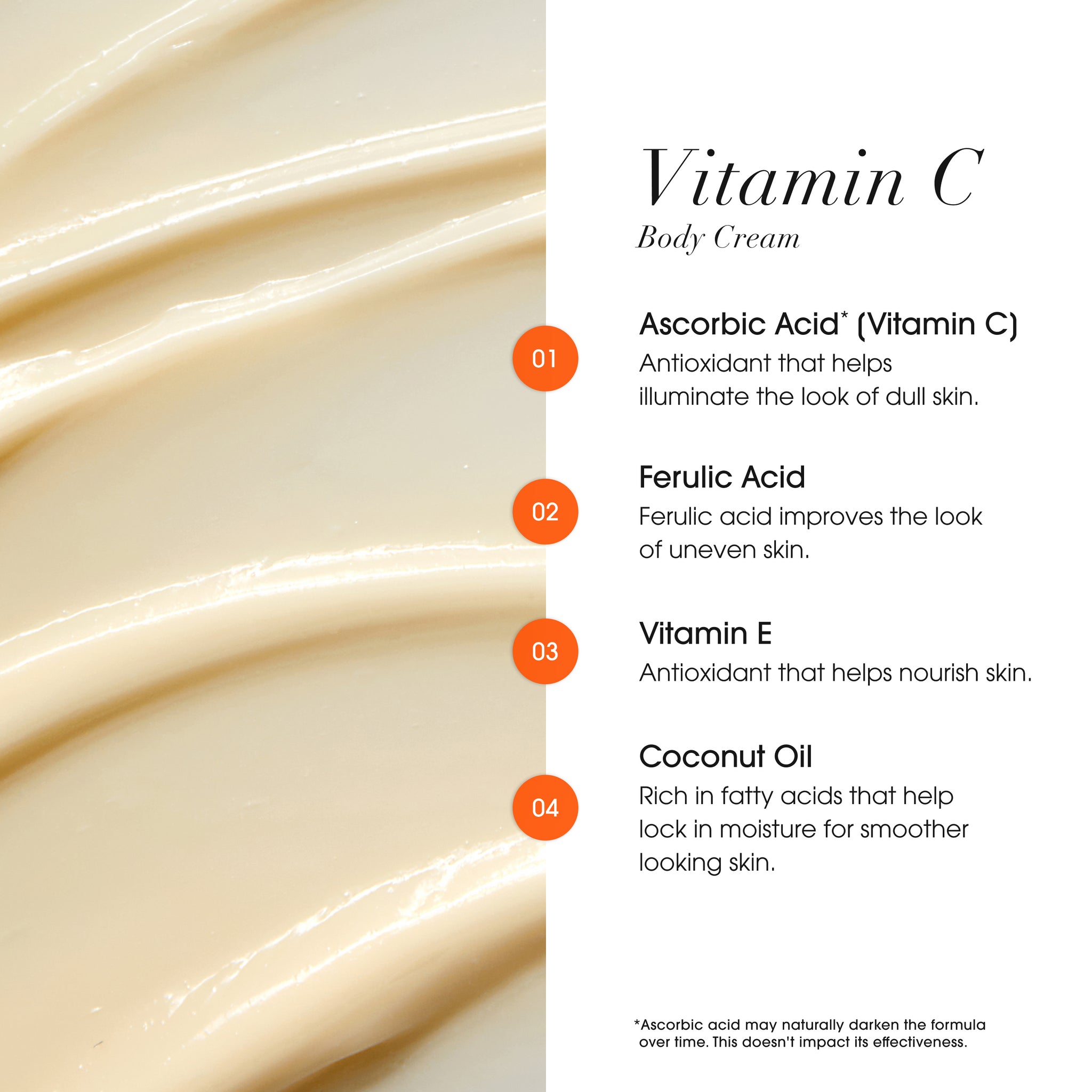 Crème pour le corps éclaircissante à la vitamine C