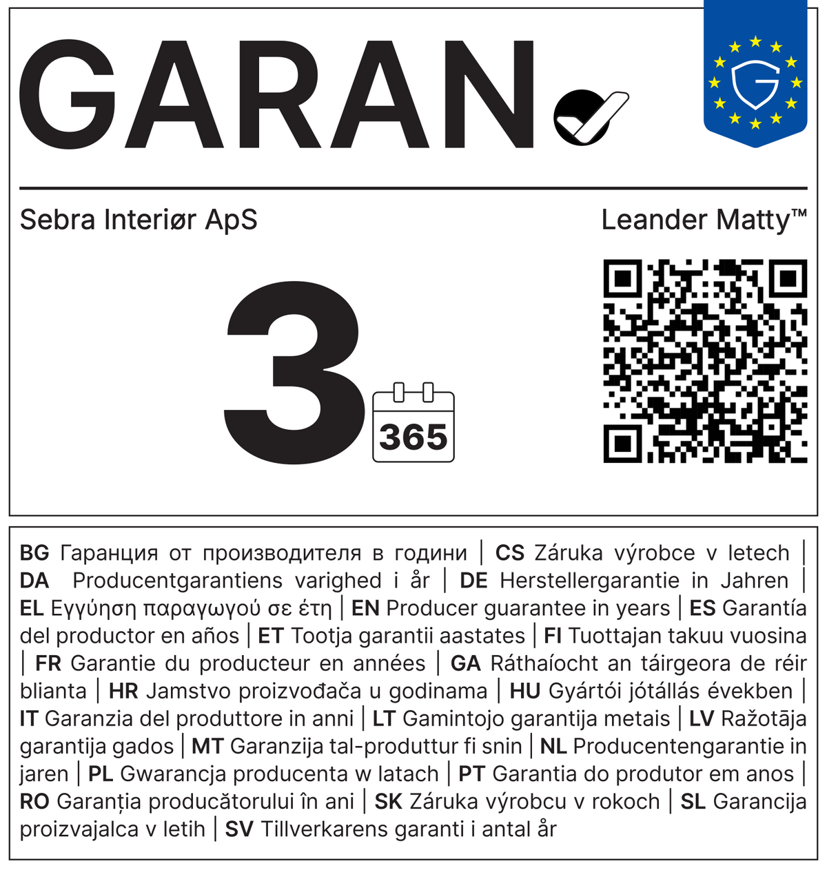 Vollständiges GARAN-Label, 3 Jahre Garantie auf Wickelauflage 'Matty' Cappuccino