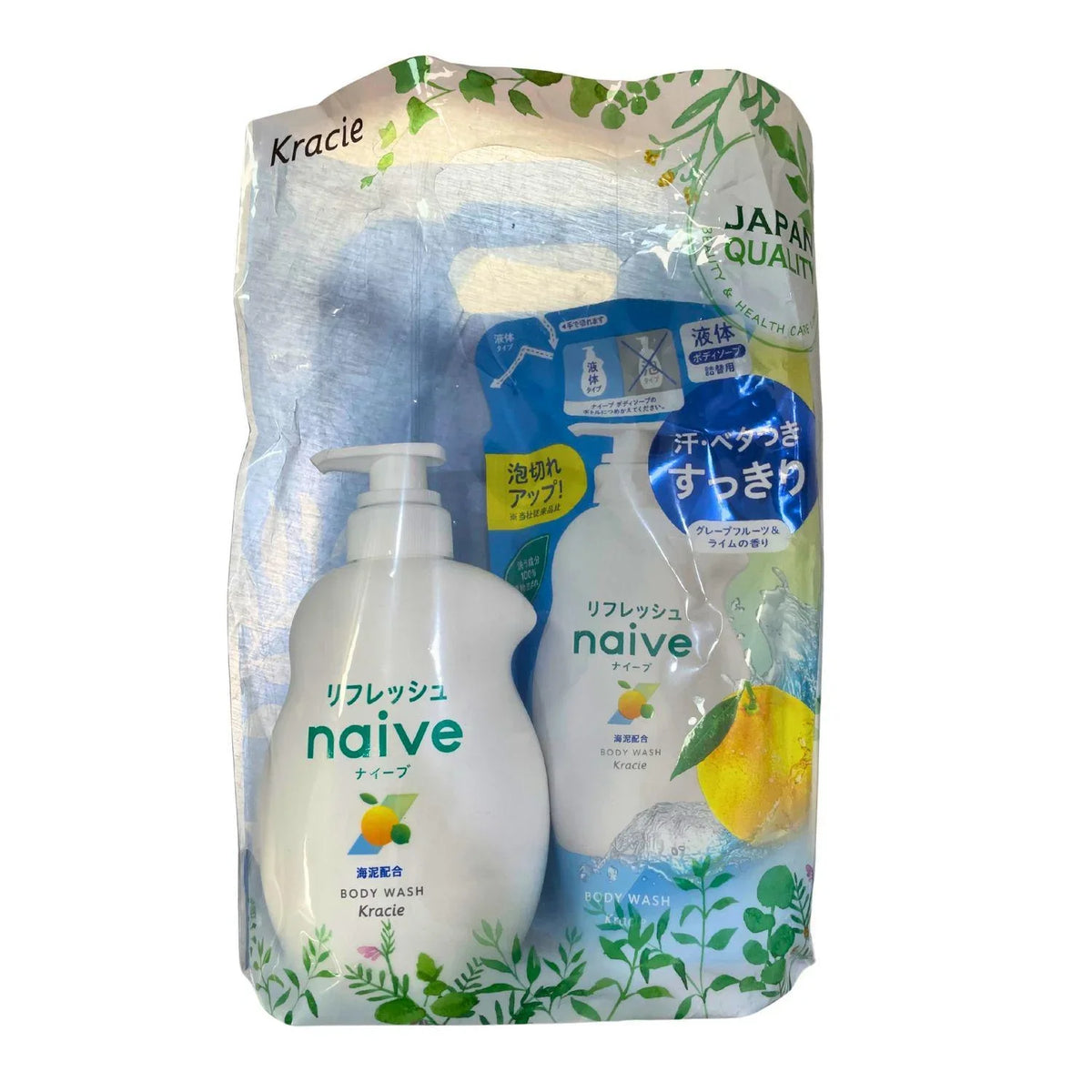 KRACIE NAIVE BODY SOAP REFRESH PUMP+REFILL SET