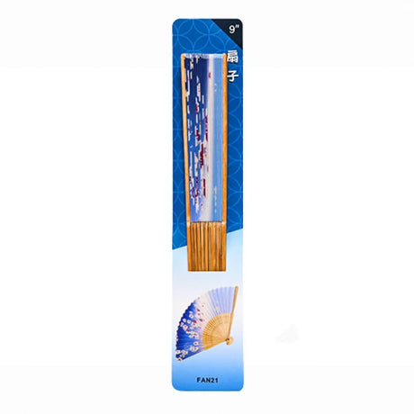 FLOWER - 9"L POLY FAN W/BAMBOO HANDLE Copy