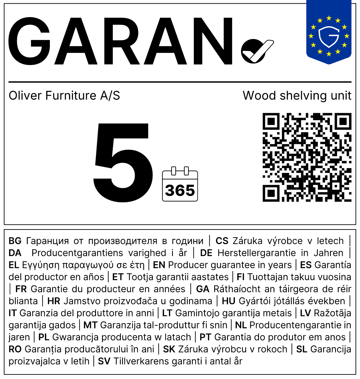Vollständiges GARAN-Label, 5 Jahre Garantie auf Standregal 'Wood' horizontal 3 x 2 / weiß mit Sockel