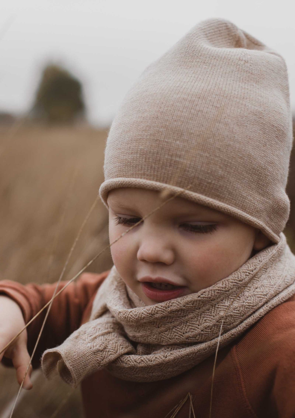 hvid Merino Beanie 'Efa' sand