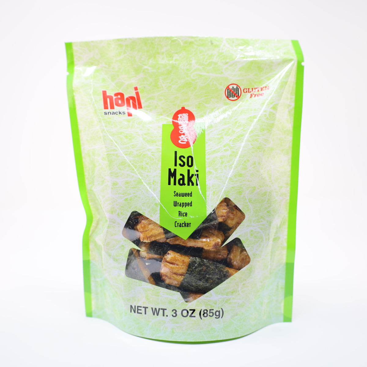 HAPI SNACK ISO MAKI SEAWEED WRAPPED RICE CRACKER GLUTEN FREE 3OZ/85G